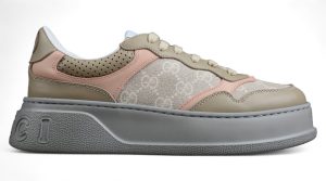 Gucci Platform Sneaker in Beige and Pink